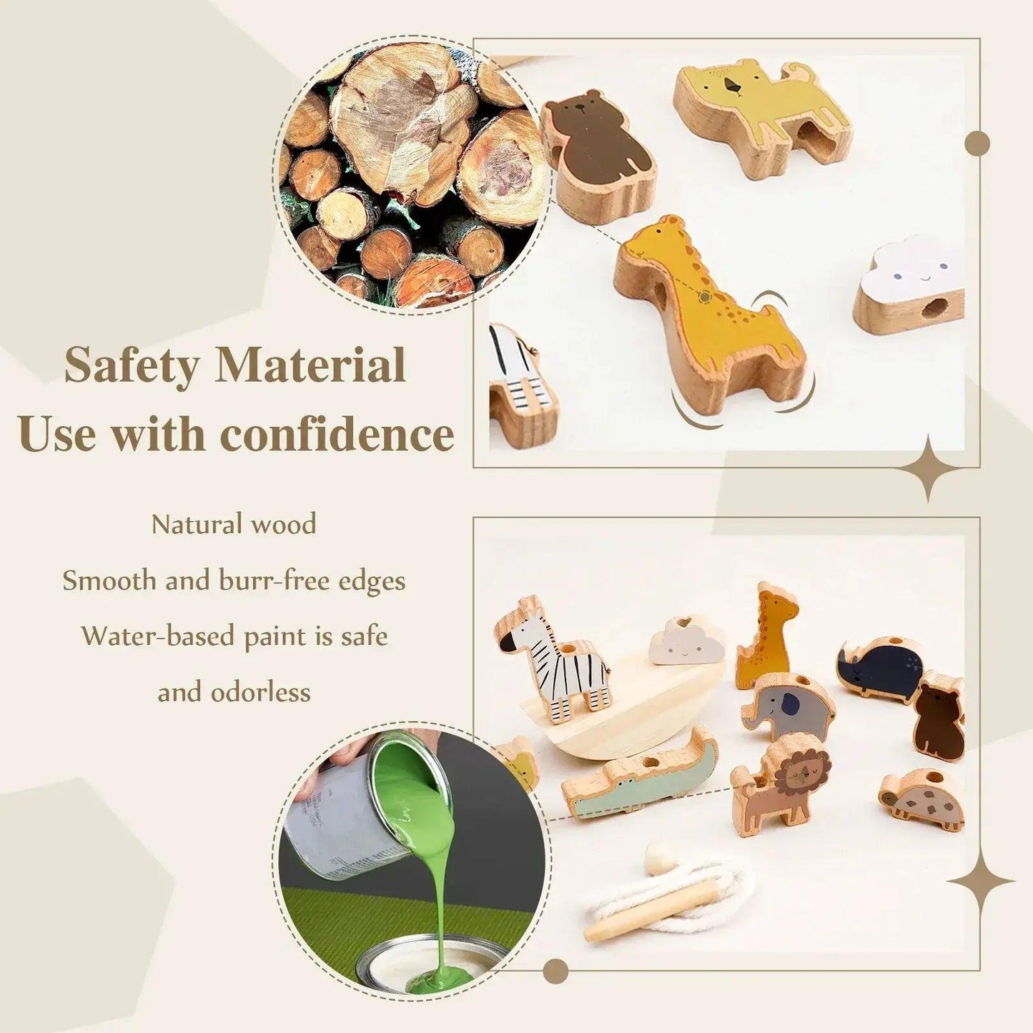  Wooden Threading Toys For Kids Montessori Blocks Safe -  ToylandEU™