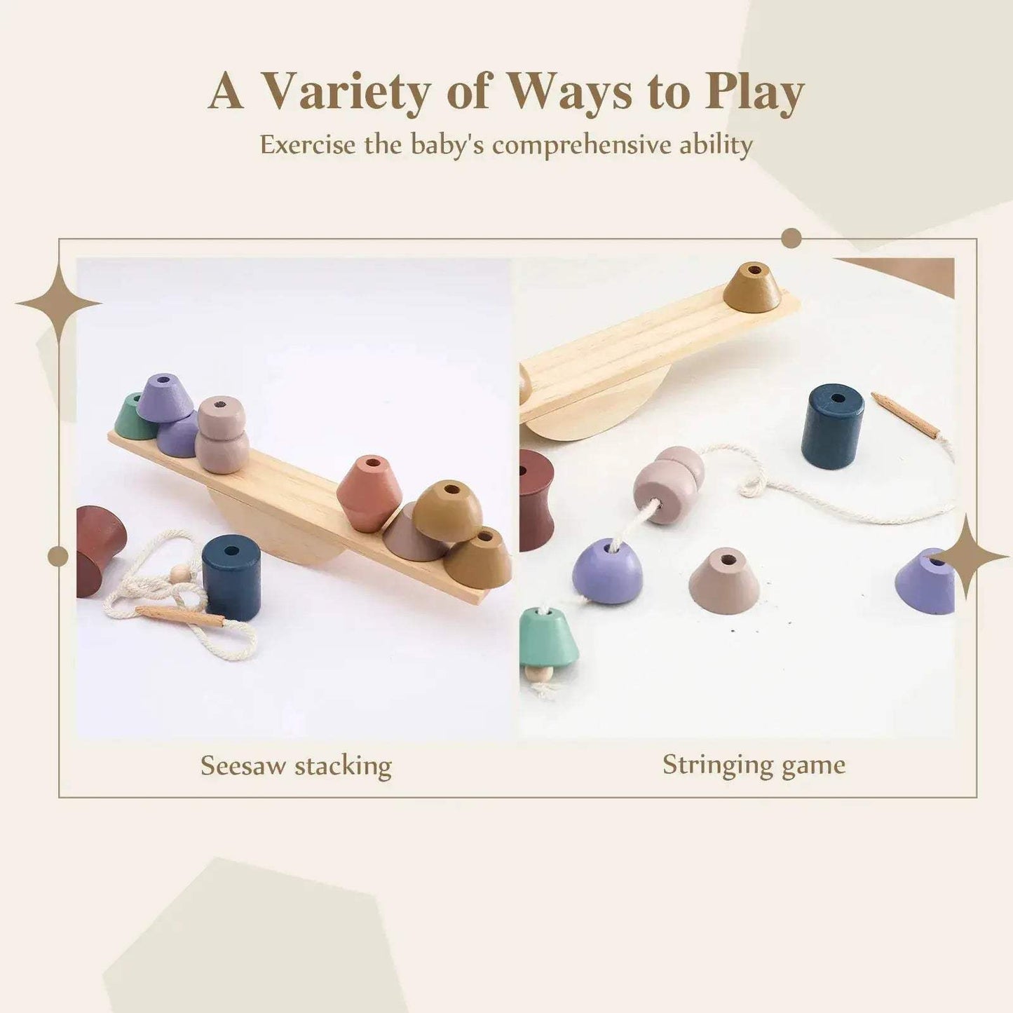  Wooden Threading Toys For Kids Montessori Blocks Safe -  ToylandEU™