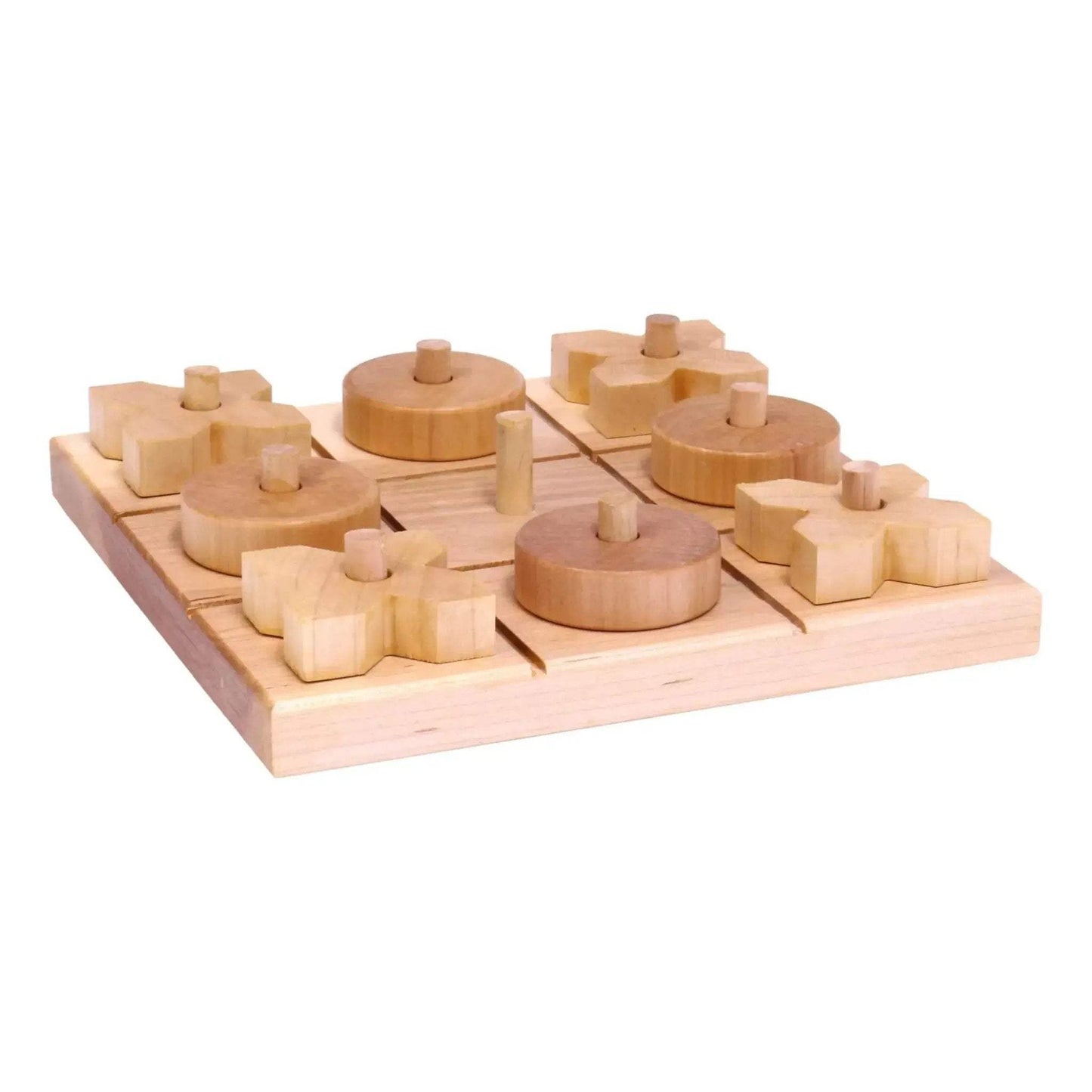 Wooden Tic Tac Toe Game With 8 Wooden X and O Game Pieces, Amish Made - ToylandEU