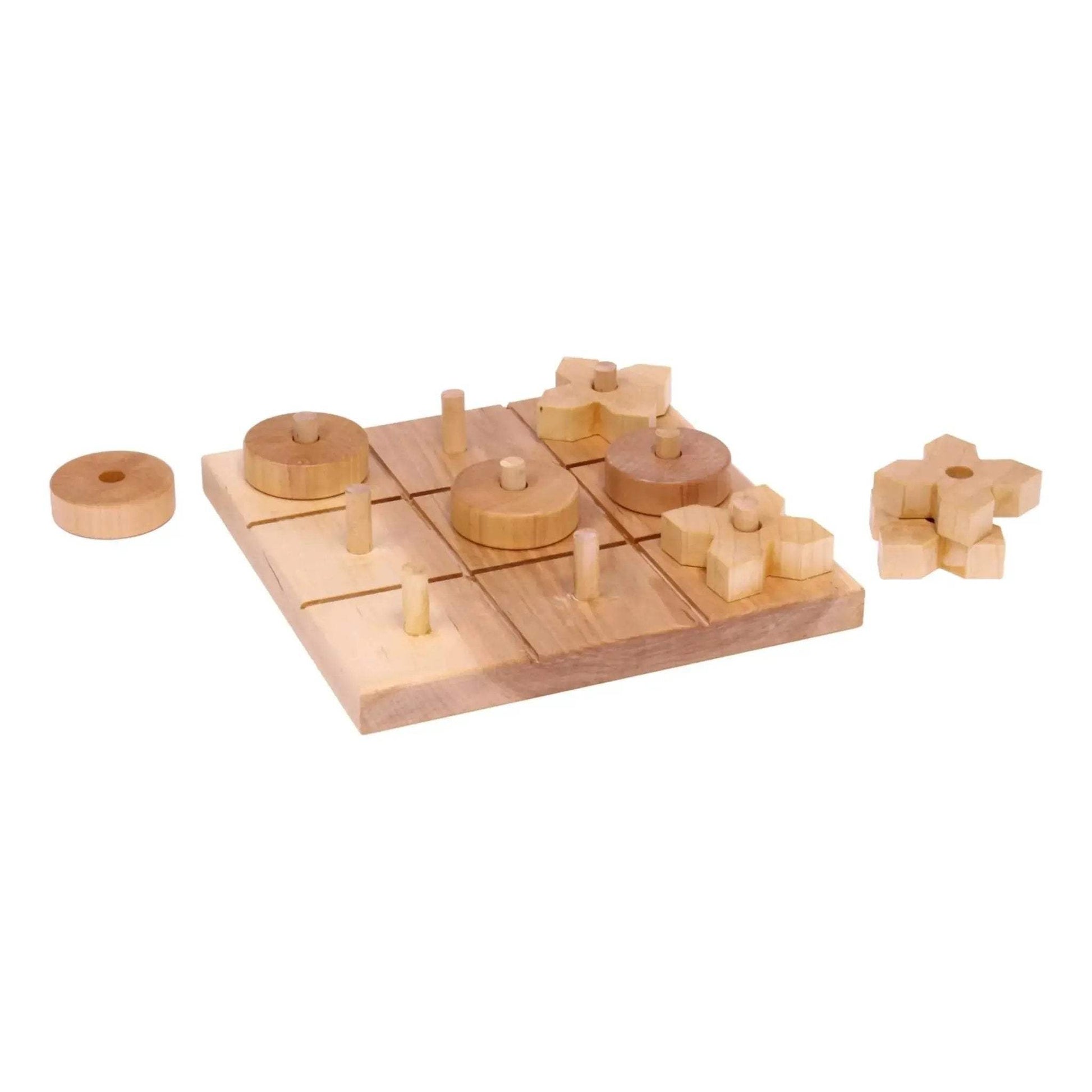 Wooden Tic Tac Toe Game With 8 Wooden X and O Game Pieces, Amish Made - ToylandEU