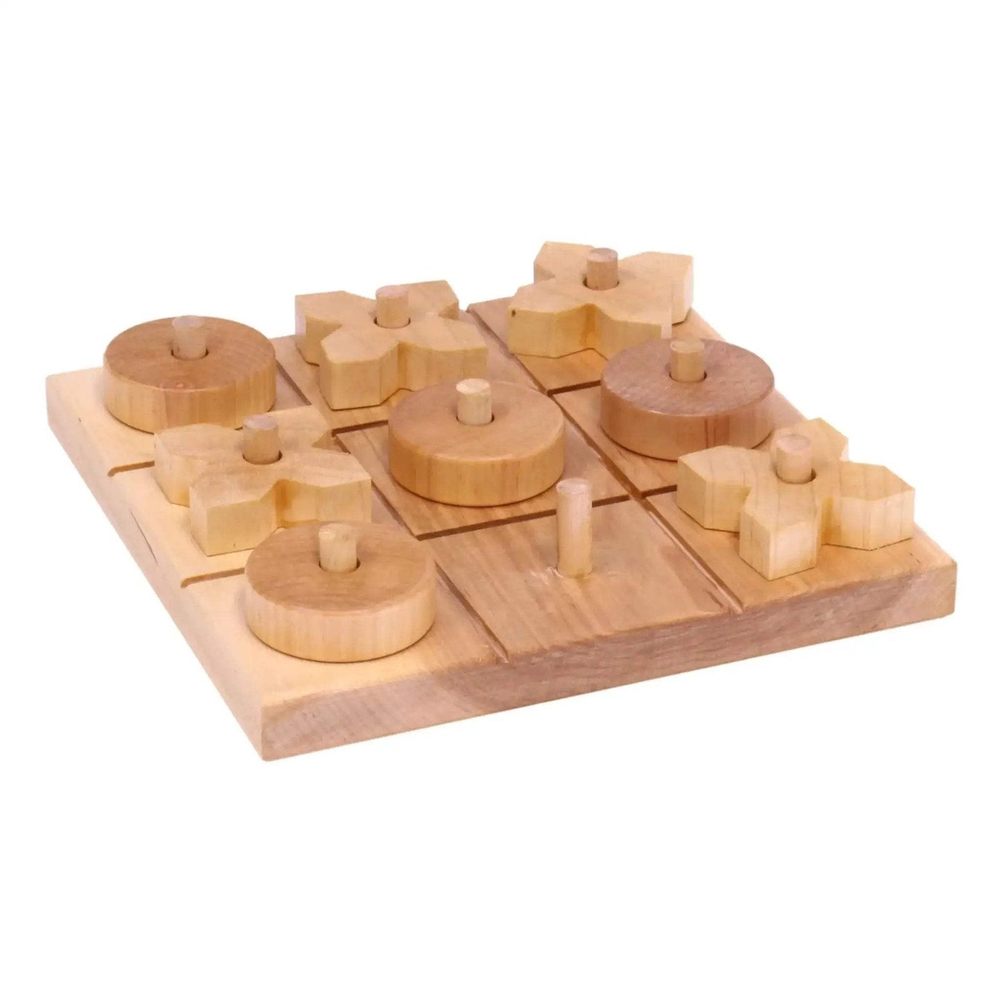 Wooden Tic Tac Toe Game With 8 Wooden X and O Game Pieces, Amish Made - ToylandEU