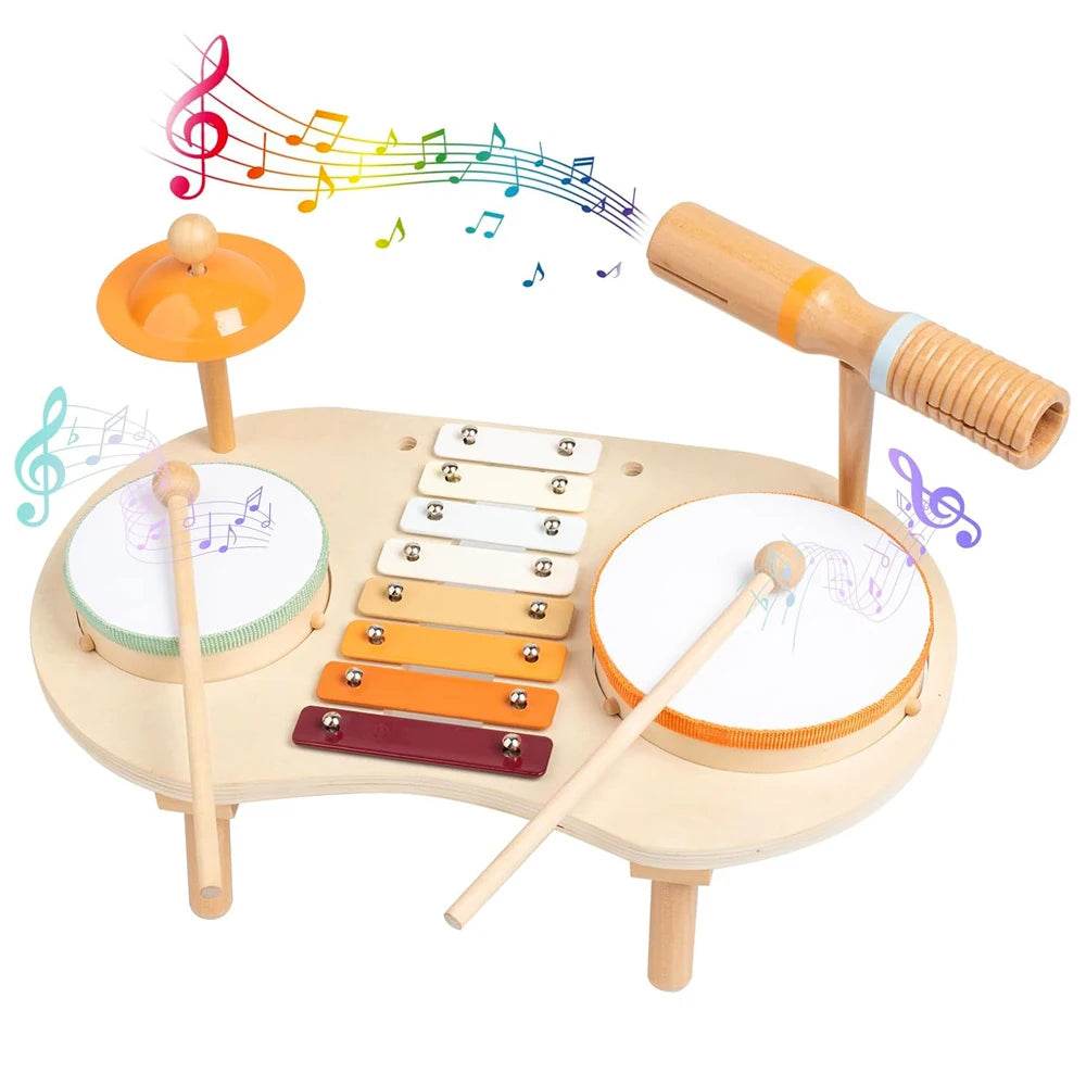 Kids Drum Set For Toddler Musical Instrument Toys Montessori Wooden Percussion Drum Sensory Xylophone Kit Educational Toys - ToylandEU