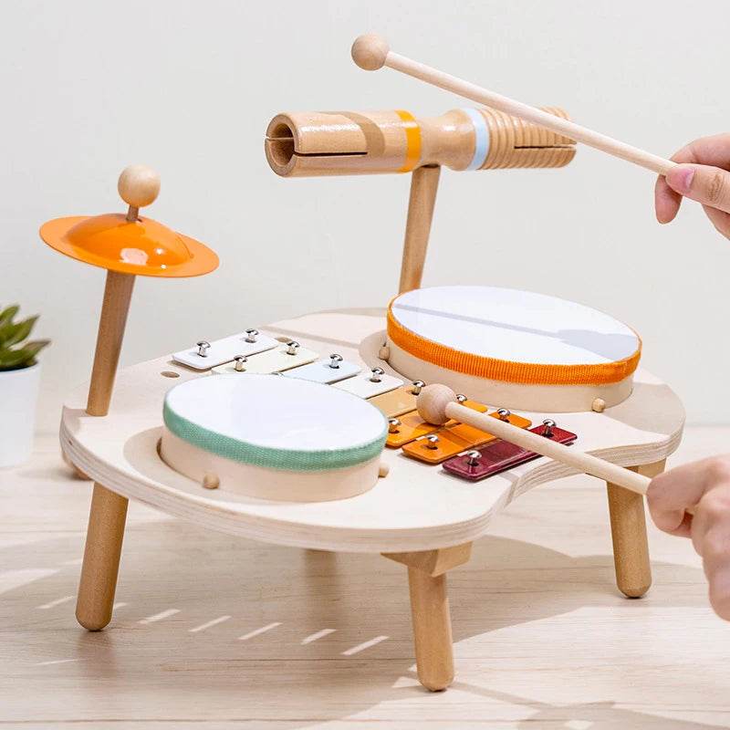 Kids Drum Set For Toddler Musical Instrument Toys Montessori Wooden Percussion Drum Sensory Xylophone Kit Educational Toys - ToylandEU