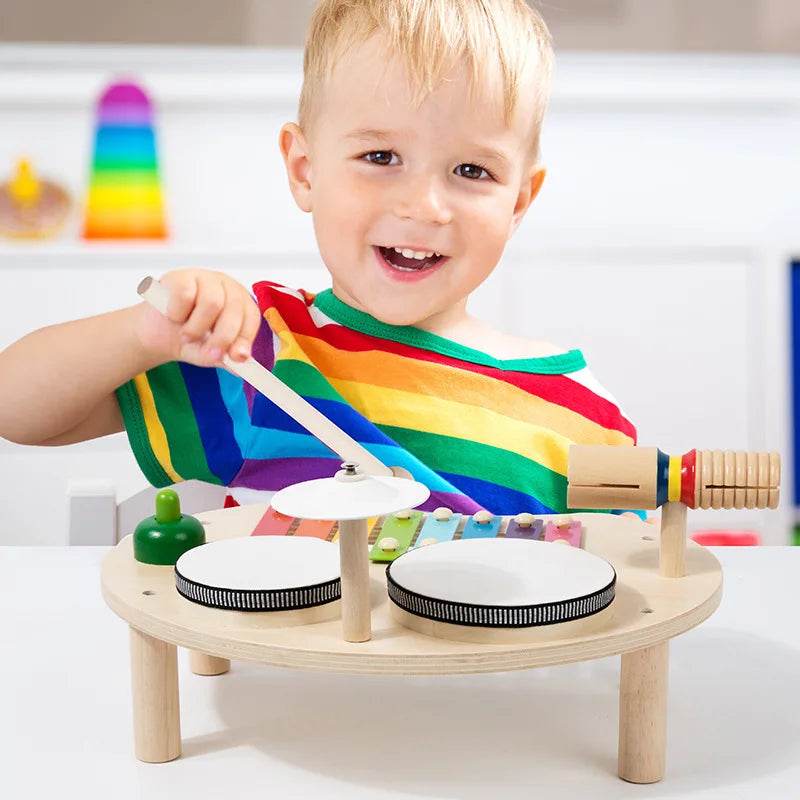 Kids Drum Set For Toddler Musical Instrument Toys Montessori Wooden Percussion Drum Sensory Xylophone Kit Educational Toys - ToylandEU