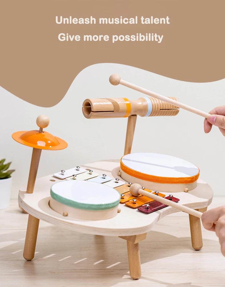 Kids Drum Set For Toddler Musical Instrument Toys Montessori Wooden Percussion Drum Sensory Xylophone Kit Educational Toys - ToylandEU