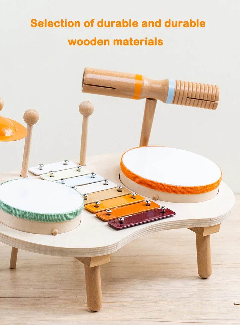 Kids Drum Set For Toddler Musical Instrument Toys Montessori Wooden Percussion Drum Sensory Xylophone Kit Educational Toys - ToylandEU