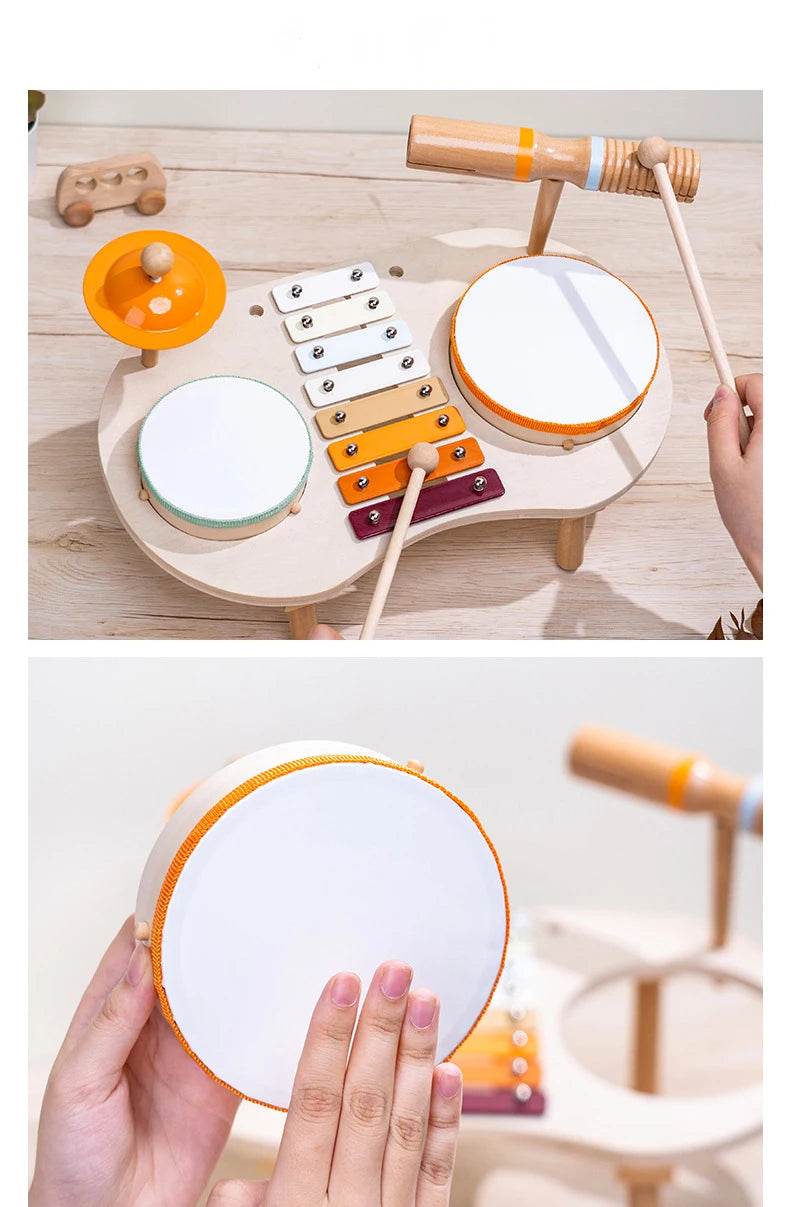 Kids Drum Set For Toddler Musical Instrument Toys Montessori Wooden Percussion Drum Sensory Xylophone Kit Educational Toys - ToylandEU