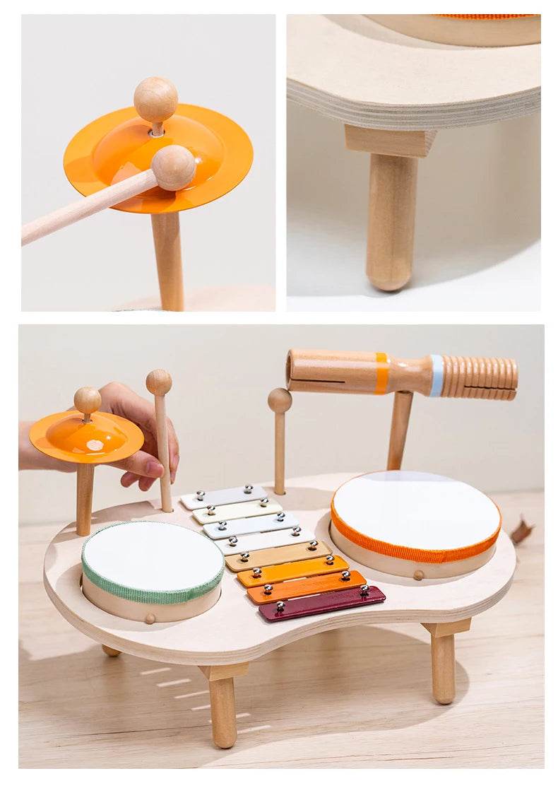 Kids Drum Set For Toddler Musical Instrument Toys Montessori Wooden Percussion Drum Sensory Xylophone Kit Educational Toys - ToylandEU