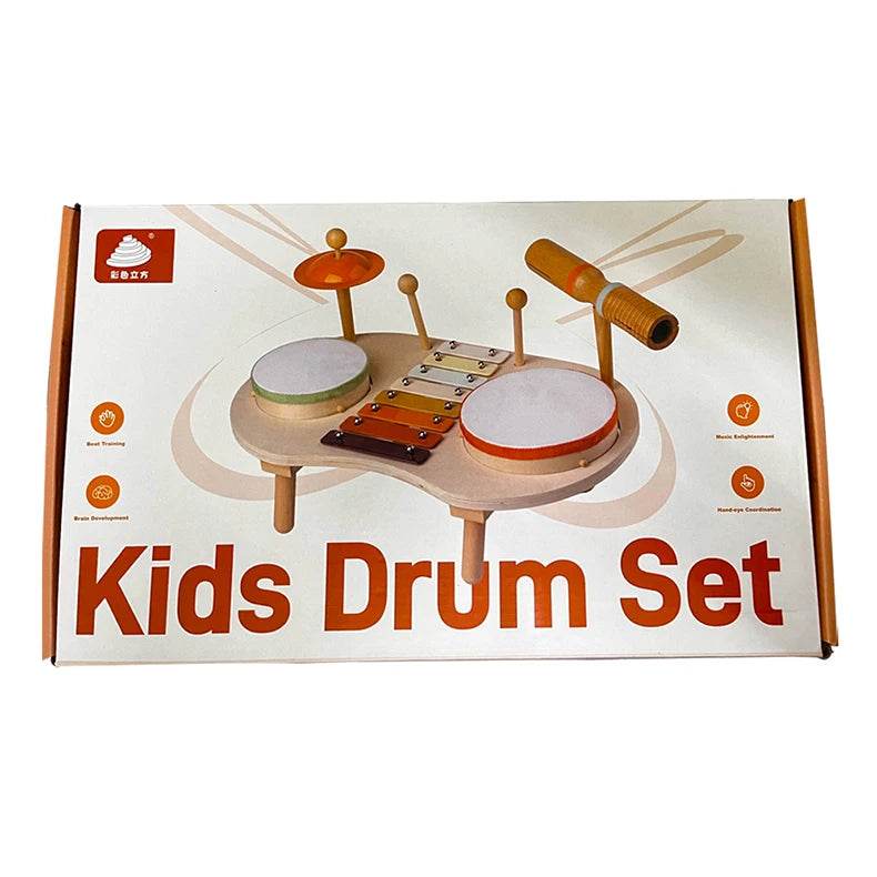 Kids Drum Set For Toddler Musical Instrument Toys Montessori Wooden Percussion Drum Sensory Xylophone Kit Educational Toys - ToylandEU