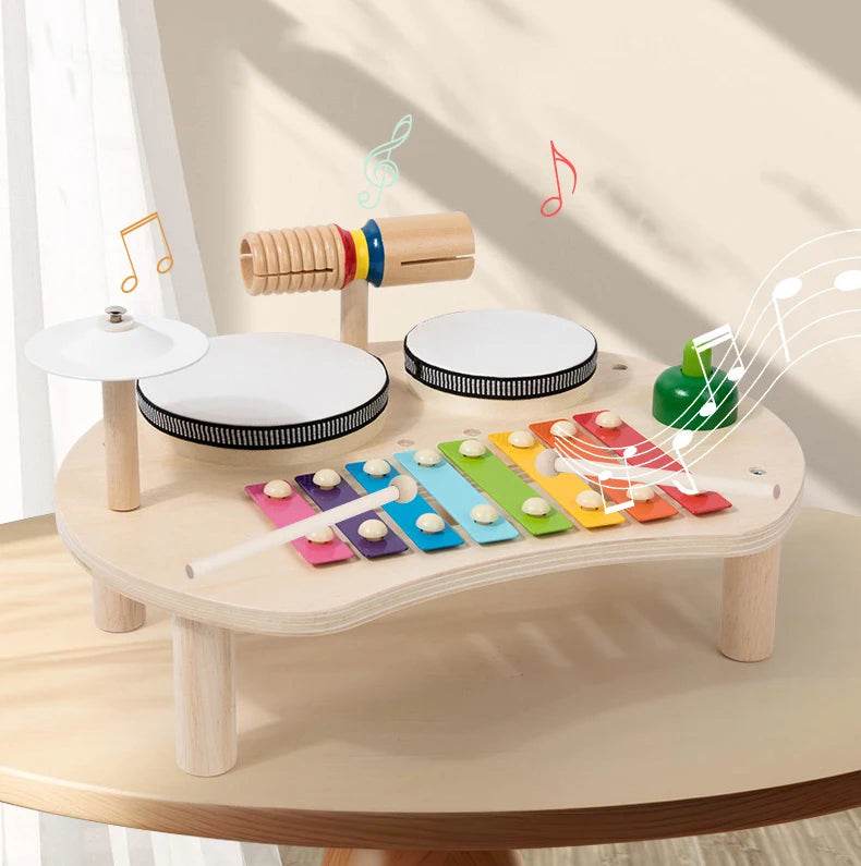 Kids Drum Set For Toddler Musical Instrument Toys Montessori Wooden Percussion Drum Sensory Xylophone Kit Educational Toys - ToylandEU