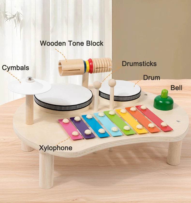 Kids Drum Set For Toddler Musical Instrument Toys Montessori Wooden Percussion Drum Sensory Xylophone Kit Educational Toys - ToylandEU