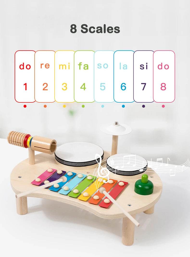 Kids Drum Set For Toddler Musical Instrument Toys Montessori Wooden Percussion Drum Sensory Xylophone Kit Educational Toys - ToylandEU