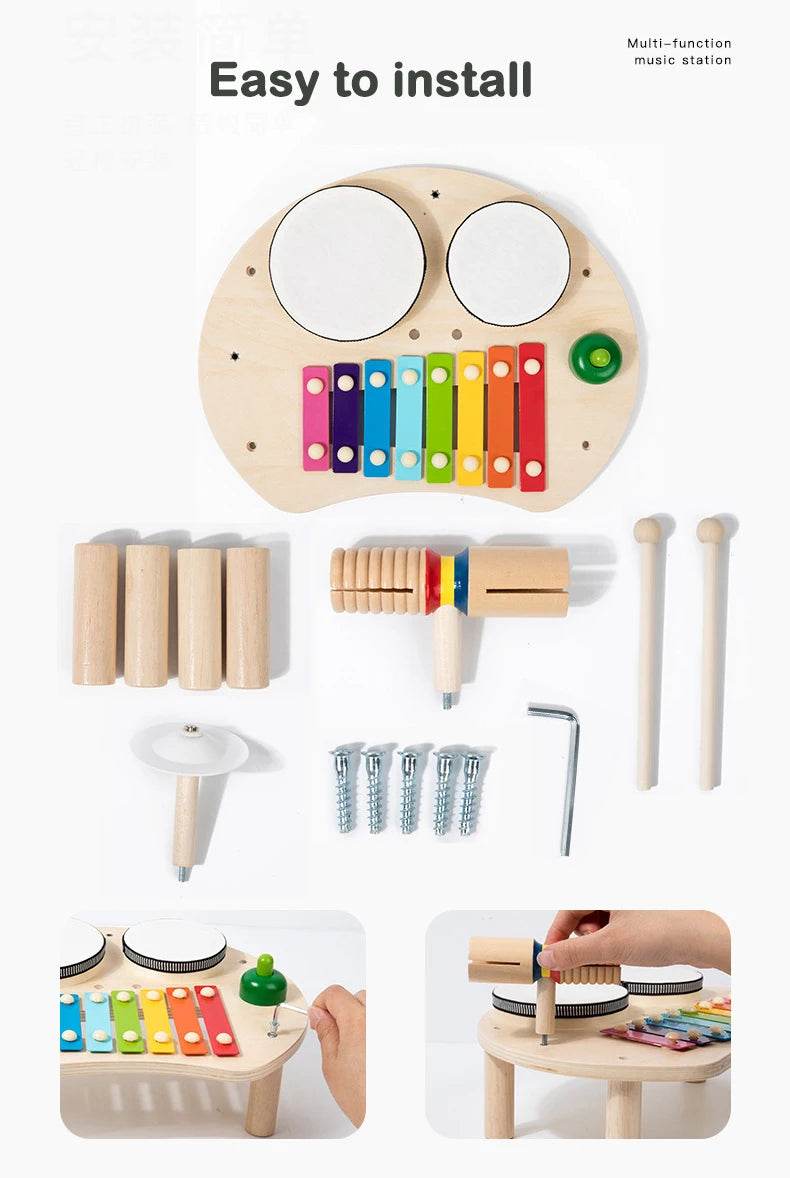Kids Drum Set For Toddler Musical Instrument Toys Montessori Wooden Percussion Drum Sensory Xylophone Kit Educational Toys - ToylandEU