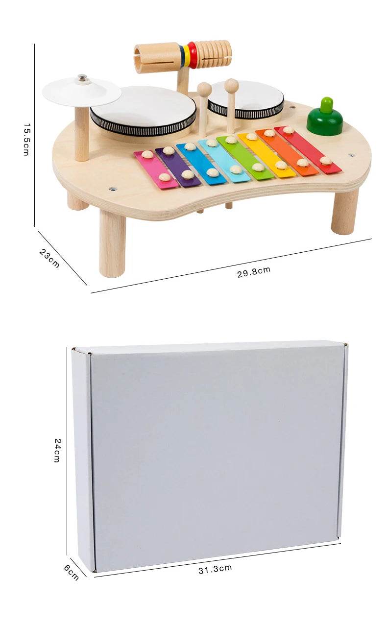 Kids Drum Set For Toddler Musical Instrument Toys Montessori Wooden Percussion Drum Sensory Xylophone Kit Educational Toys - ToylandEU