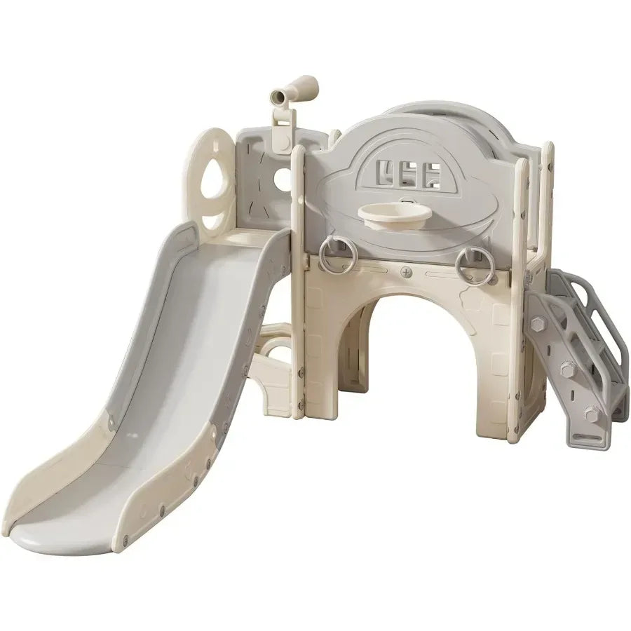 Wooden Toddler Playset With Slide Climber Basketball Hoop Storage - ToylandEU