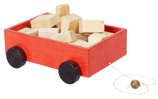 Wooden Toddler Pull Wagon Amish Made With 30 Blocks