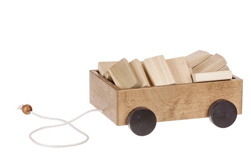 Wooden Toddler Pull Wagon Amish Made With 30 Blocks
