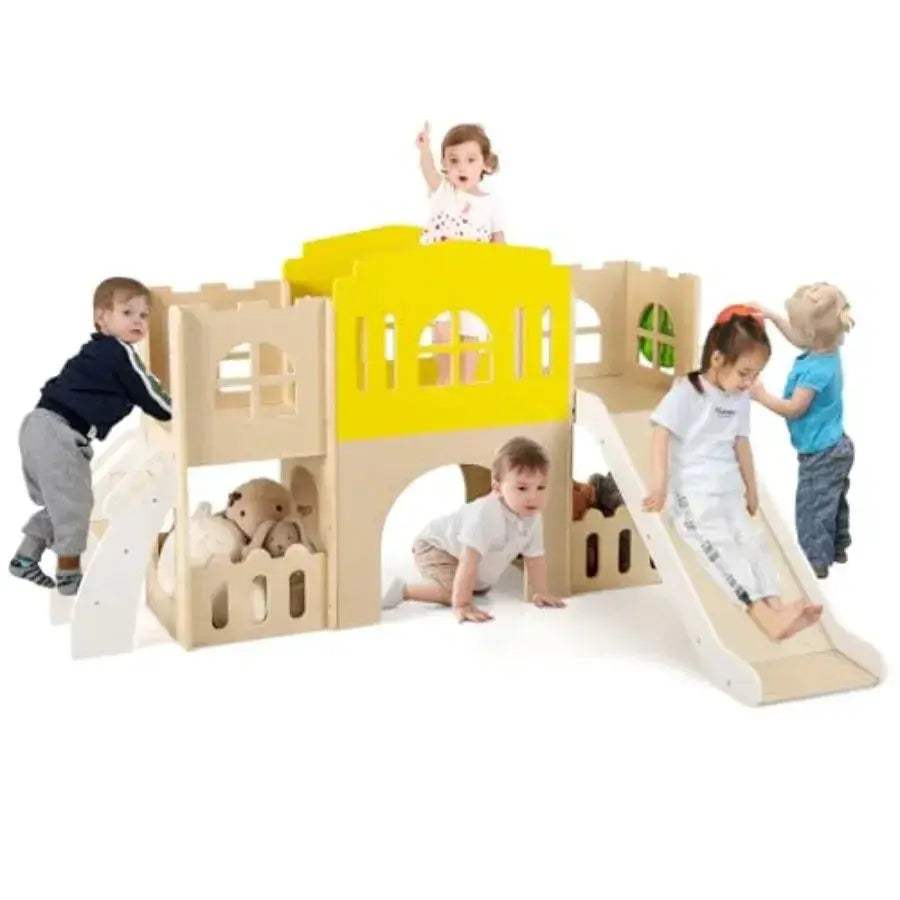 Wooden Toddler Slide 7-In-1 Climber Playset For Active Indoor Fun - ToylandEU