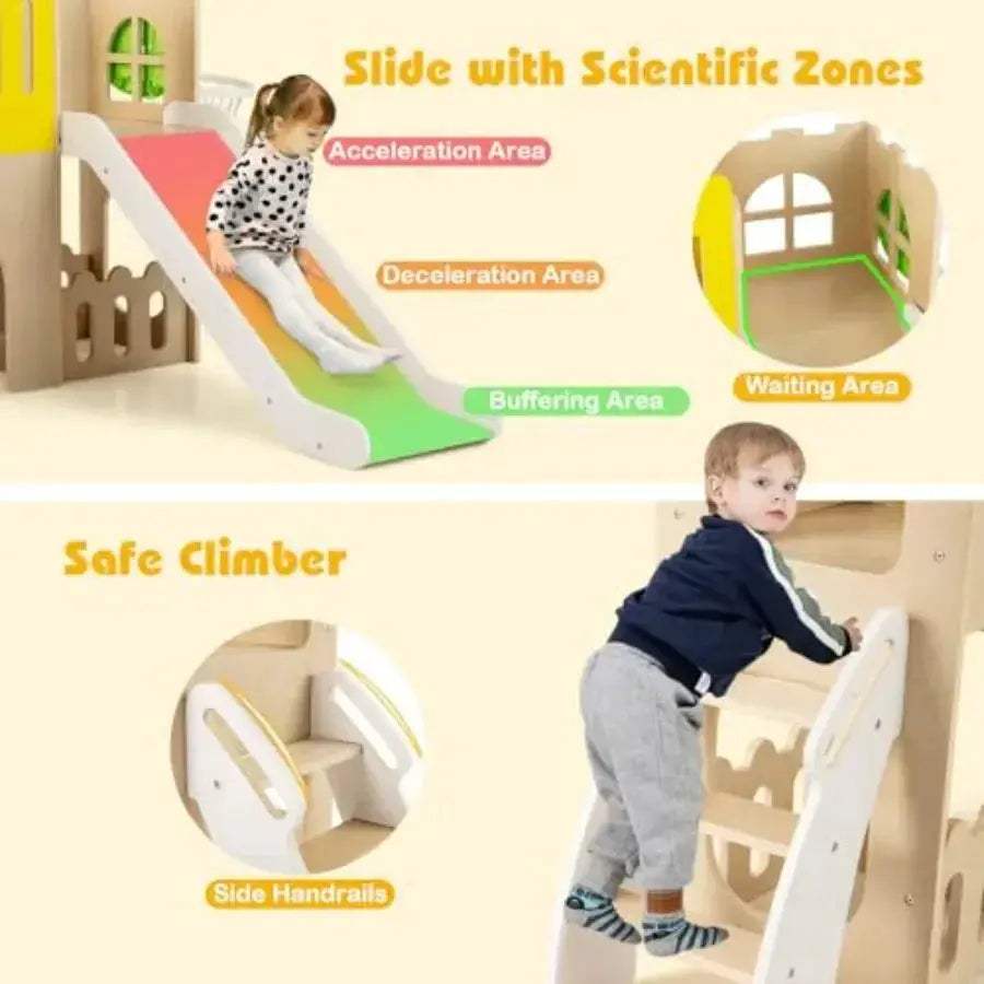 Wooden Toddler Slide 7-In-1 Climber Playset For Active Indoor Fun - ToylandEU