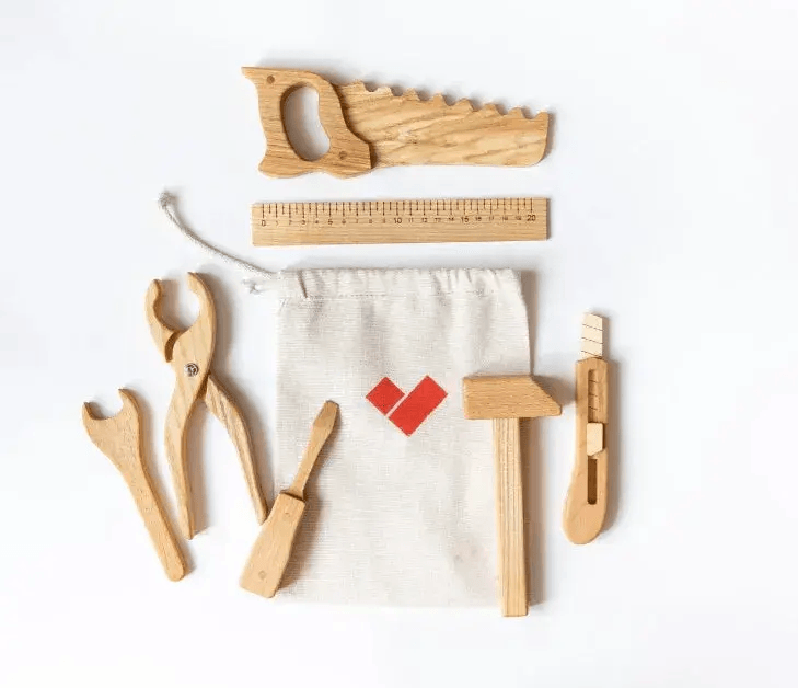  Wooden Tool Kit For Toddlers Handcrafted Pretend Tools -  ToylandEU™