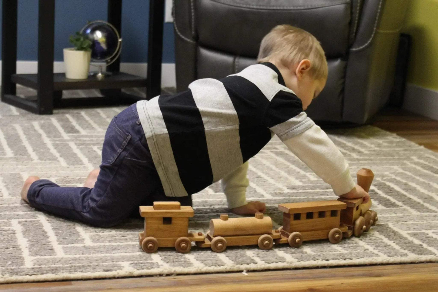Wooden Toy Train Play Set, 24" Long, Kid-Safe Finish, Amish-Made - ToylandEU