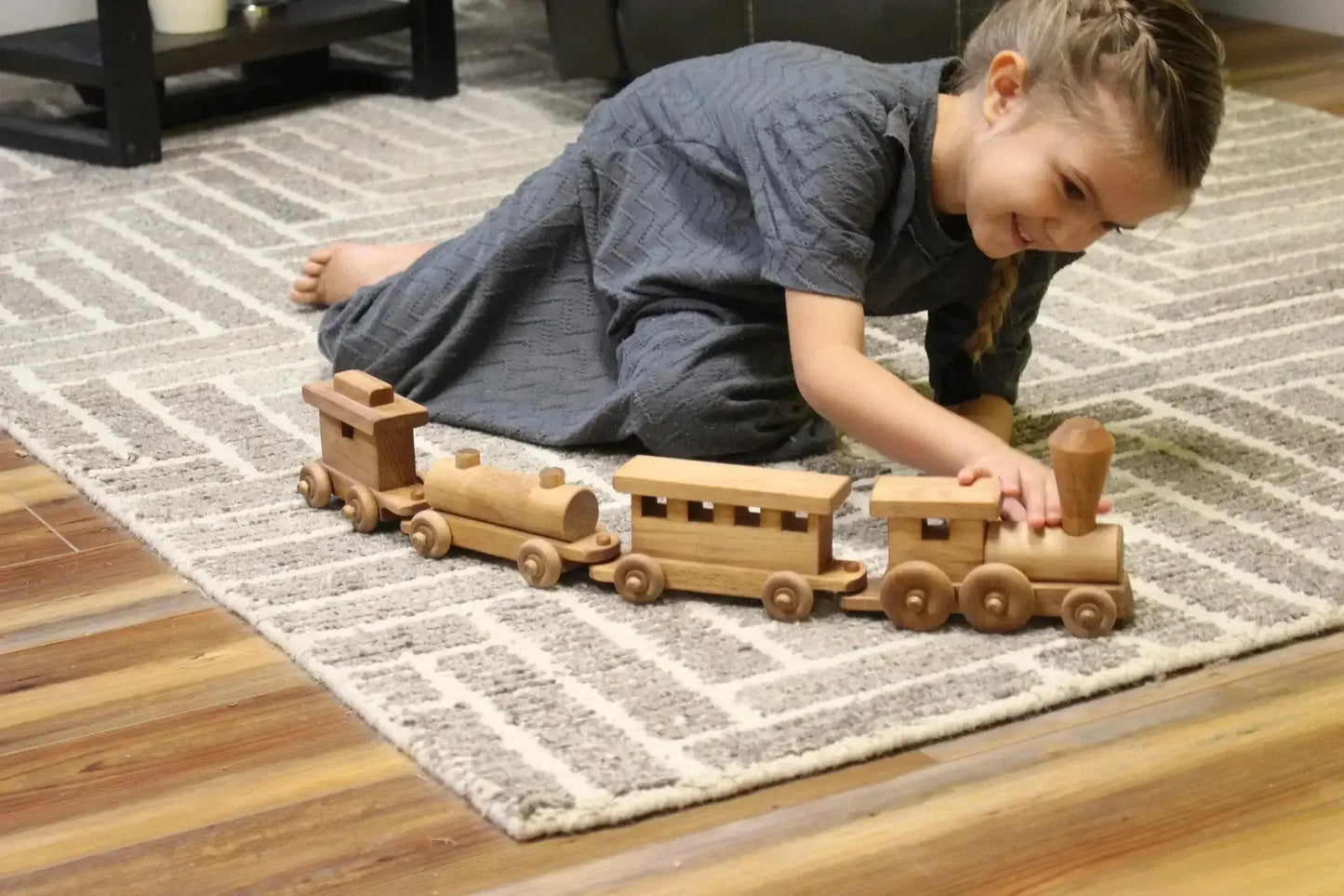 Wooden Toy Train Play Set, 24" Long, Kid-Safe Finish, Amish-Made - ToylandEU