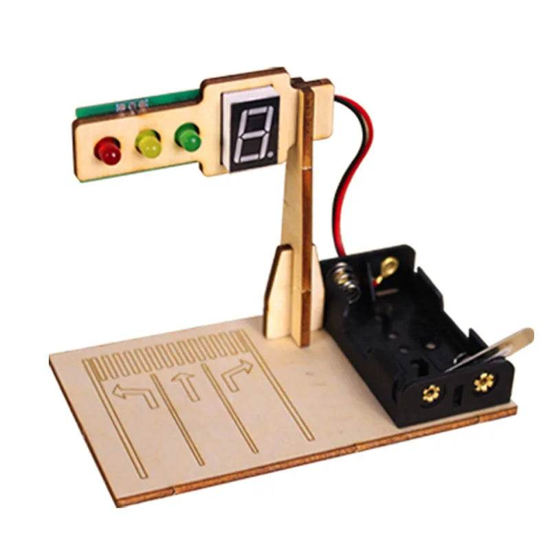 Wooden Traffic Lights Model Kids Science Toy Funny Technology Physics Teaching Aids Kit Learning Educational Toys for Children - ToylandEU