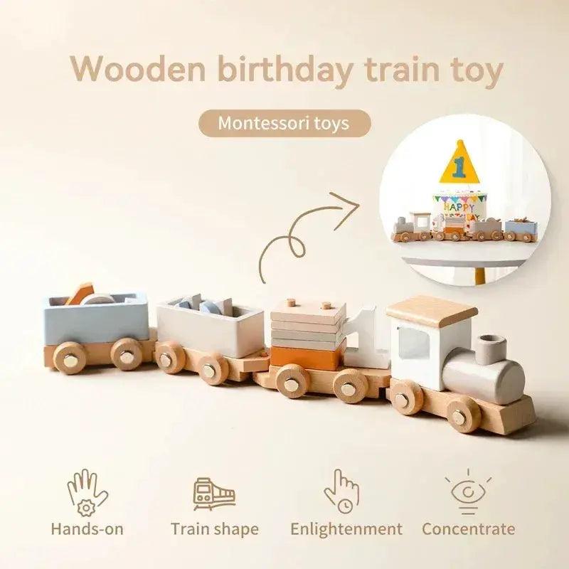  Wooden Train Toy For Babies Montessori Educational Toy Natural Wood Trolley Transportation CE Certified -  ToylandEU™