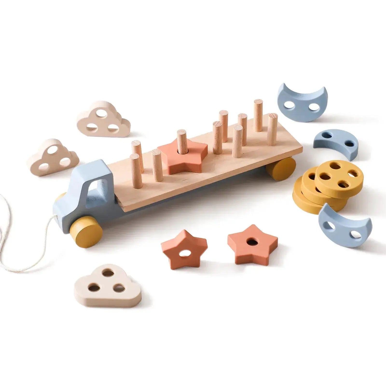  Wooden Train Toy For Babies Montessori Educational Toy Natural Wood Trolley Transportation CE Certified -  ToylandEU™