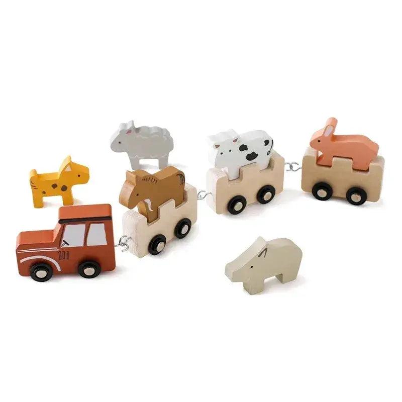  Wooden Train Toy For Babies Montessori Educational Toy Natural Wood Trolley Transportation CE Certified -  ToylandEU™