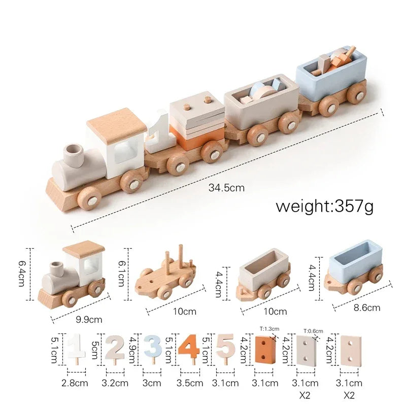 Wooden Train Toy For Babies Montessori Educational Toy Natural Wood Trolley Transportation CE Certified - ToylandEU