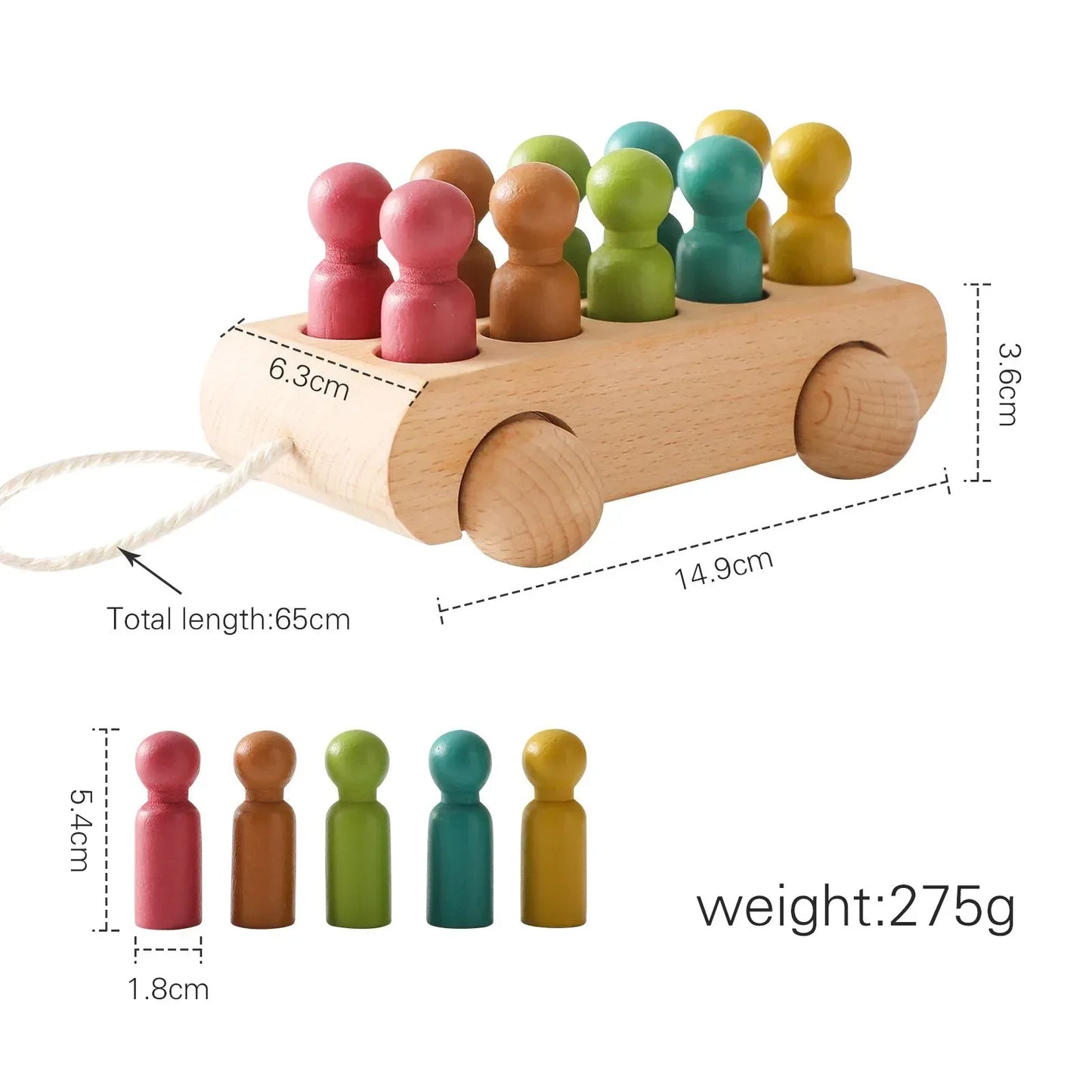 Wooden Train Toy For Babies Montessori Educational Toy Natural Wood Trolley Transportation CE Certified - ToylandEU
