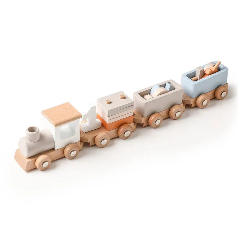 Wooden Train Toy For Babies Montessori Educational Toy Natural Wood Trolley Transportation CE Certified - ToylandEU