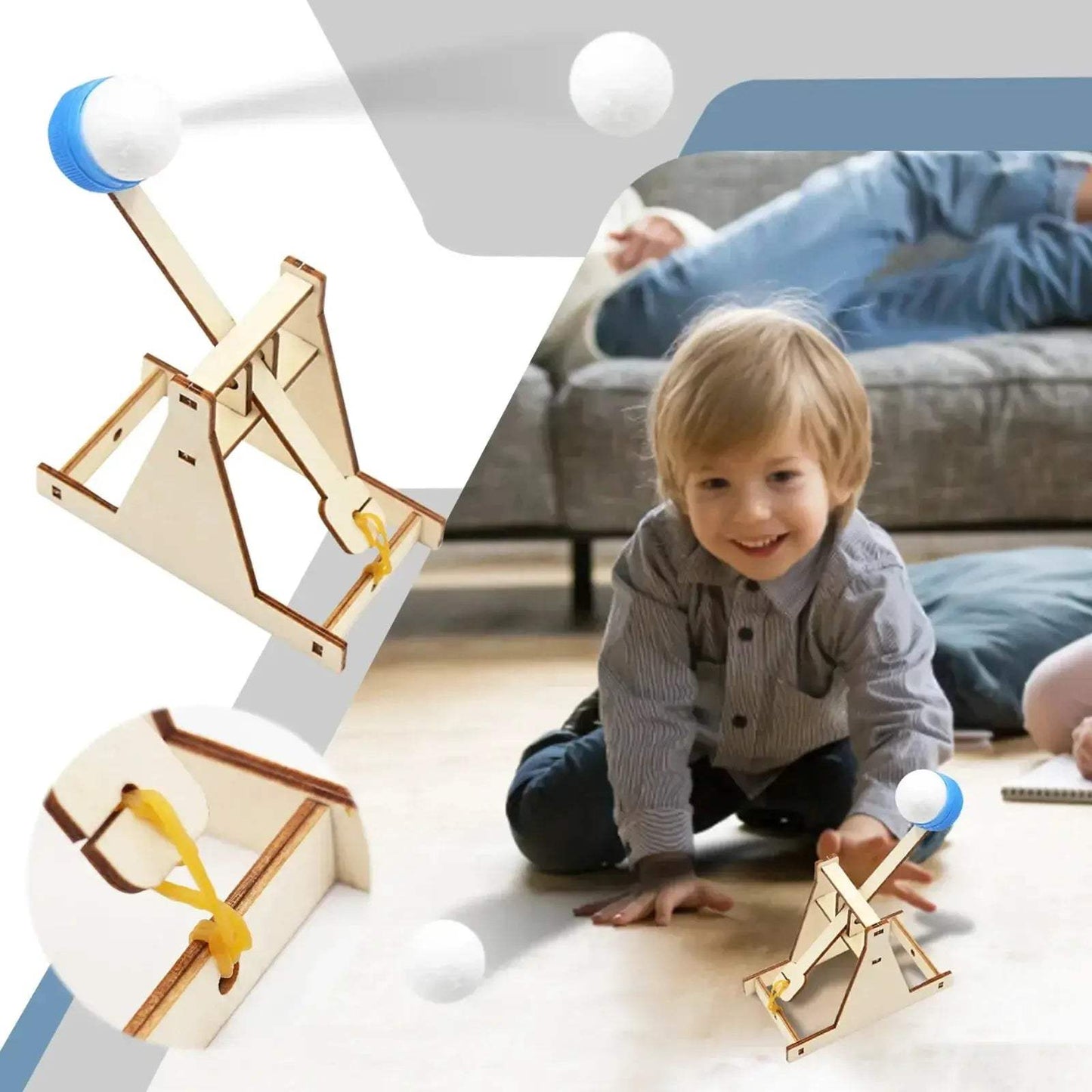 Wooden Trebuchet Catapult Kit For Kids DIY Science Educational Toy - ToylandEU