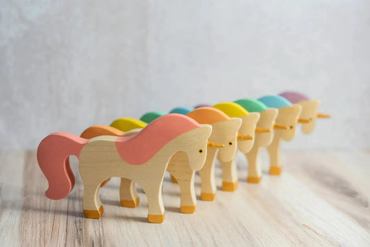  Wooden Unicorn Toy Handmade Safe Water Based Paint -  ToylandEU™