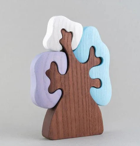 Wooden Winter Tree Puzzle With Three Crowned Branches Safe Finish - ToylandEU