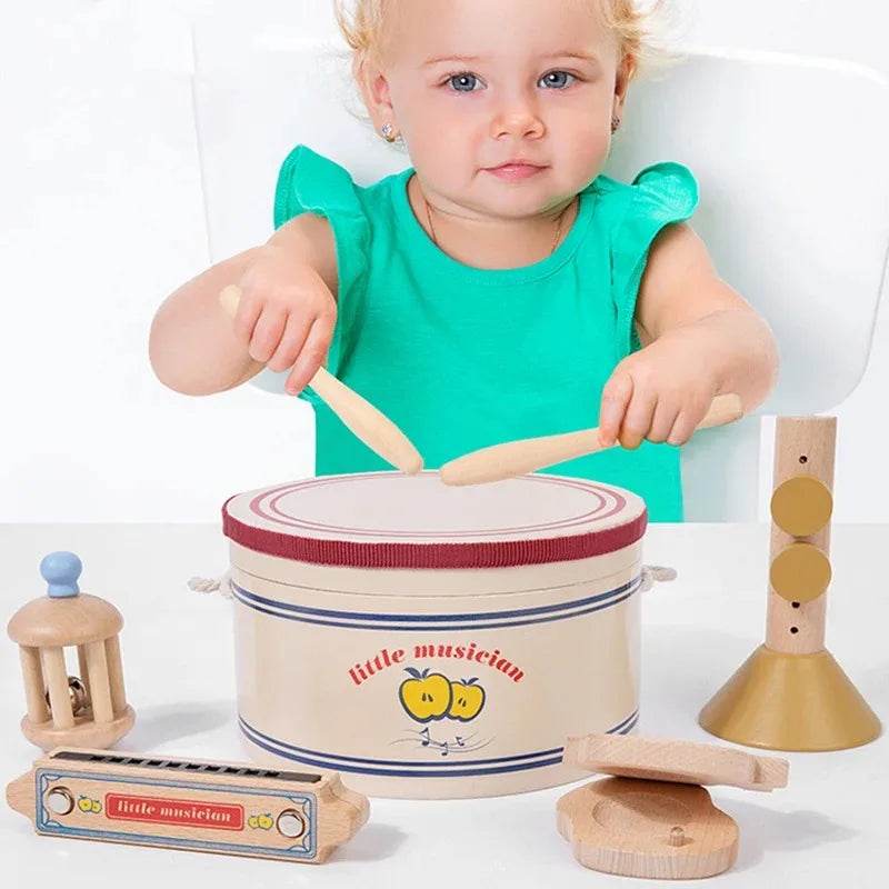 Wooden Xylophone Drum Set For Toddlers Montessori Baby Musical Instruments Toys Drum Set Percussion Instruments Musical Toys - ToylandEU