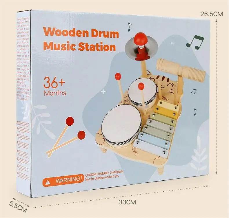 Wooden Xylophone Drum Set For Toddlers Montessori Baby Musical Instruments Toys Drum Set Percussion Instruments Musical Toys - ToylandEU