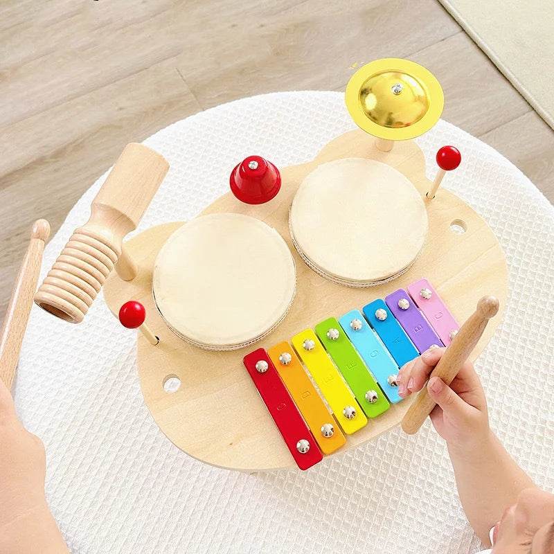Wooden Xylophone Drum Set For Toddlers Montessori Baby Musical Instruments Toys Drum Set Percussion Instruments Musical Toys - ToylandEU