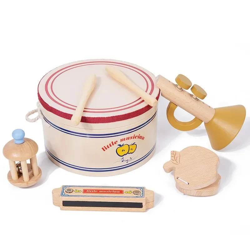 Wooden Xylophone Drum Set For Toddlers Montessori Baby Musical Instruments Toys Drum Set Percussion Instruments Musical Toys - ToylandEU