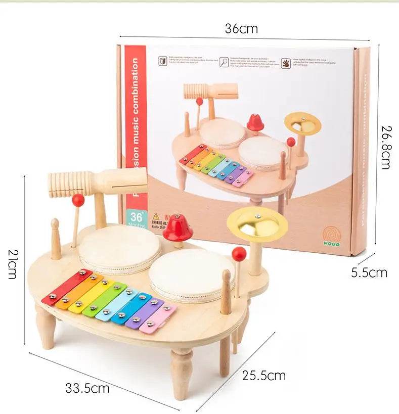 Wooden Xylophone Drum Set For Toddlers Montessori Baby Musical Instruments Toys Drum Set Percussion Instruments Musical Toys - ToylandEU
