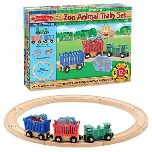 Wooden Zoo Animal Train Set For Kids Educational Fun - ToylandEU