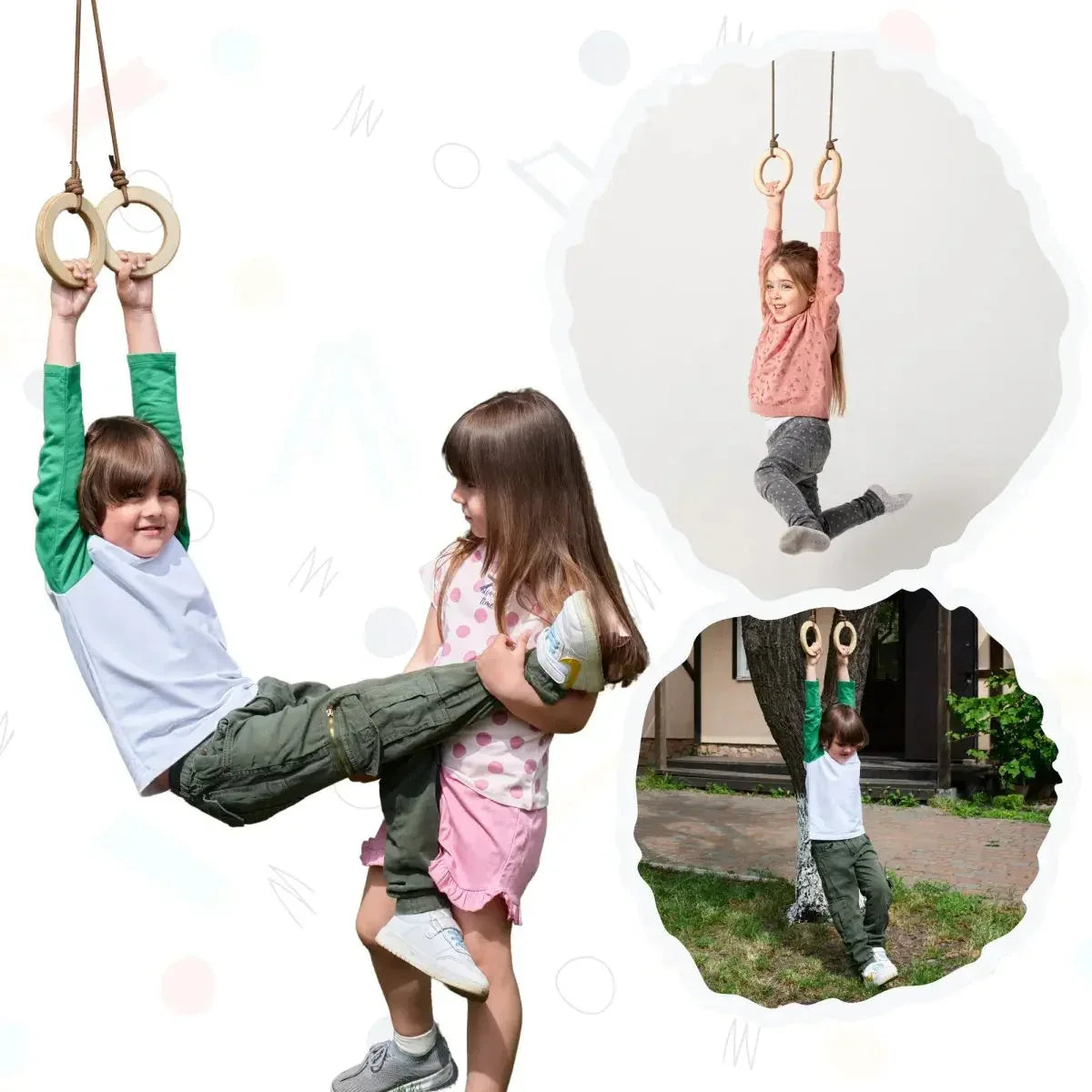 Wooden Gymnastic Rings For Kids Strength And Active Play - ToylandEU