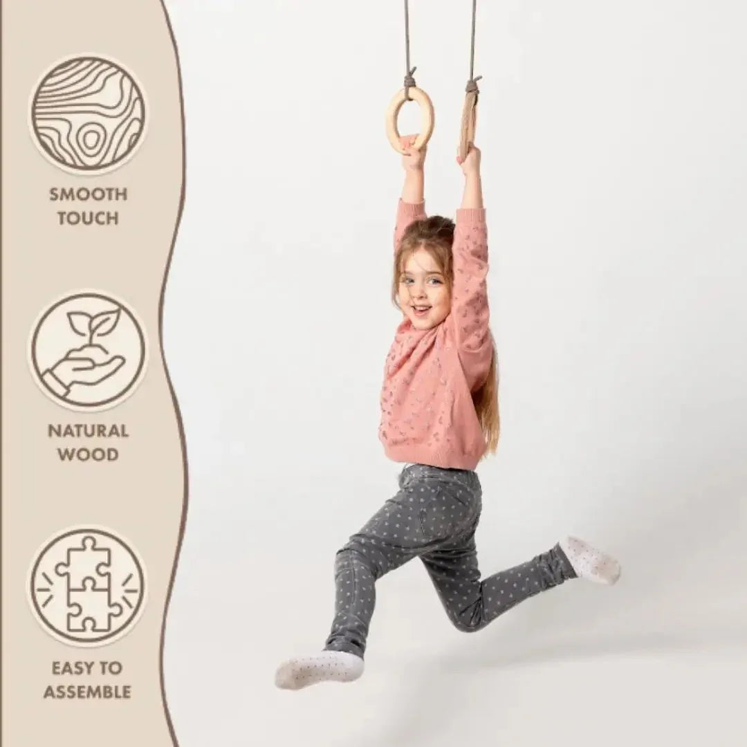 Wooden Gymnastic Rings For Kids Strength And Active Play - ToylandEU