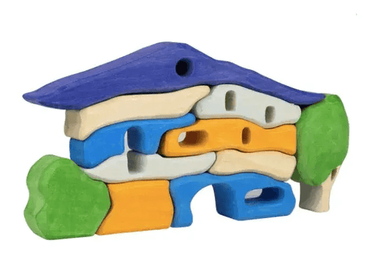  Wooden Puzzle House Handmade 11 Colorful Blocks Play -  ToylandEU™