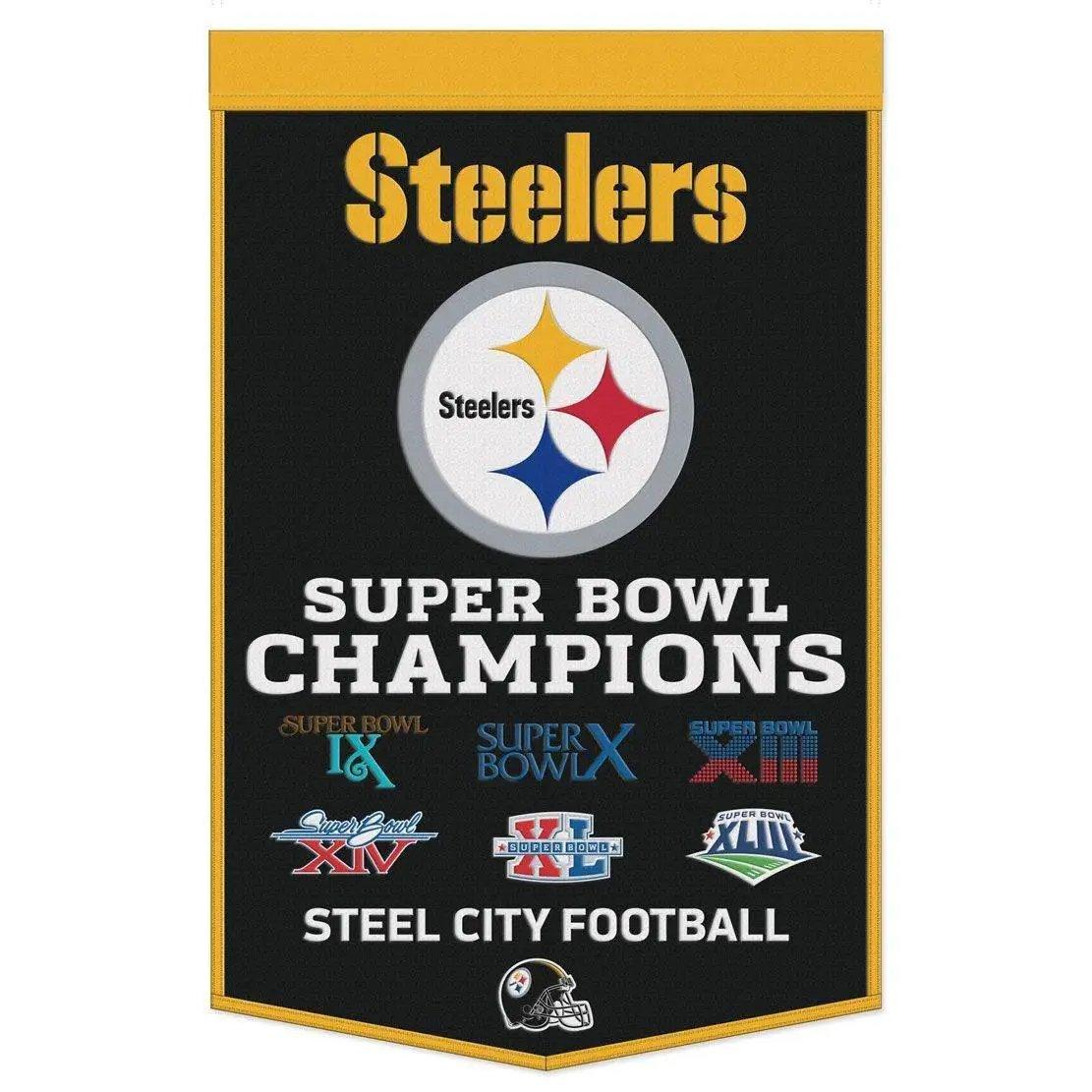  Pittsburgh Steelers Wool Banner 24x38 Dynasty Champ Design -  ToylandEU™