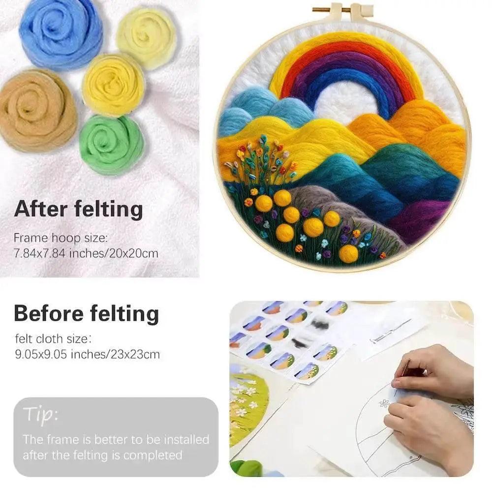  Wool Needle Felting Kit Embroidery Frame Creative Landscape Craft Kit Felt Needle Picture Gift for Mom -  ToylandEU™