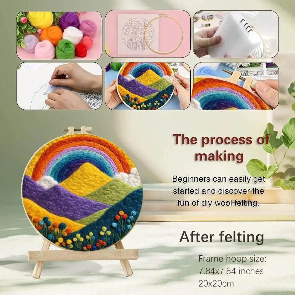  Wool Needle Felting Kit Embroidery Frame Creative Landscape Craft Kit Felt Needle Picture Gift for Mom -  ToylandEU™