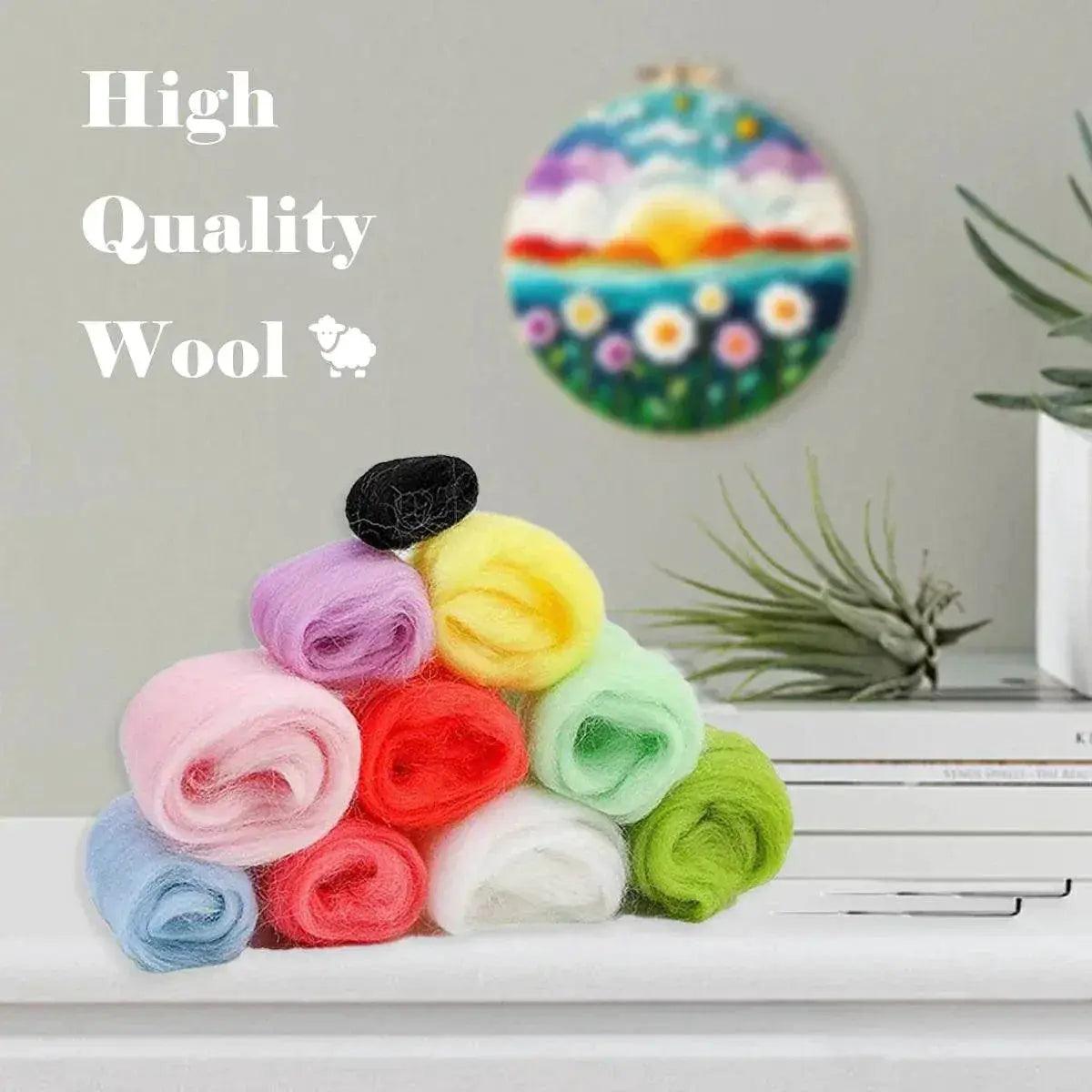  Wool Needle Felting Kit Embroidery Frame Creative Landscape Craft Kit Felt Needle Picture Gift for Mom -  ToylandEU™