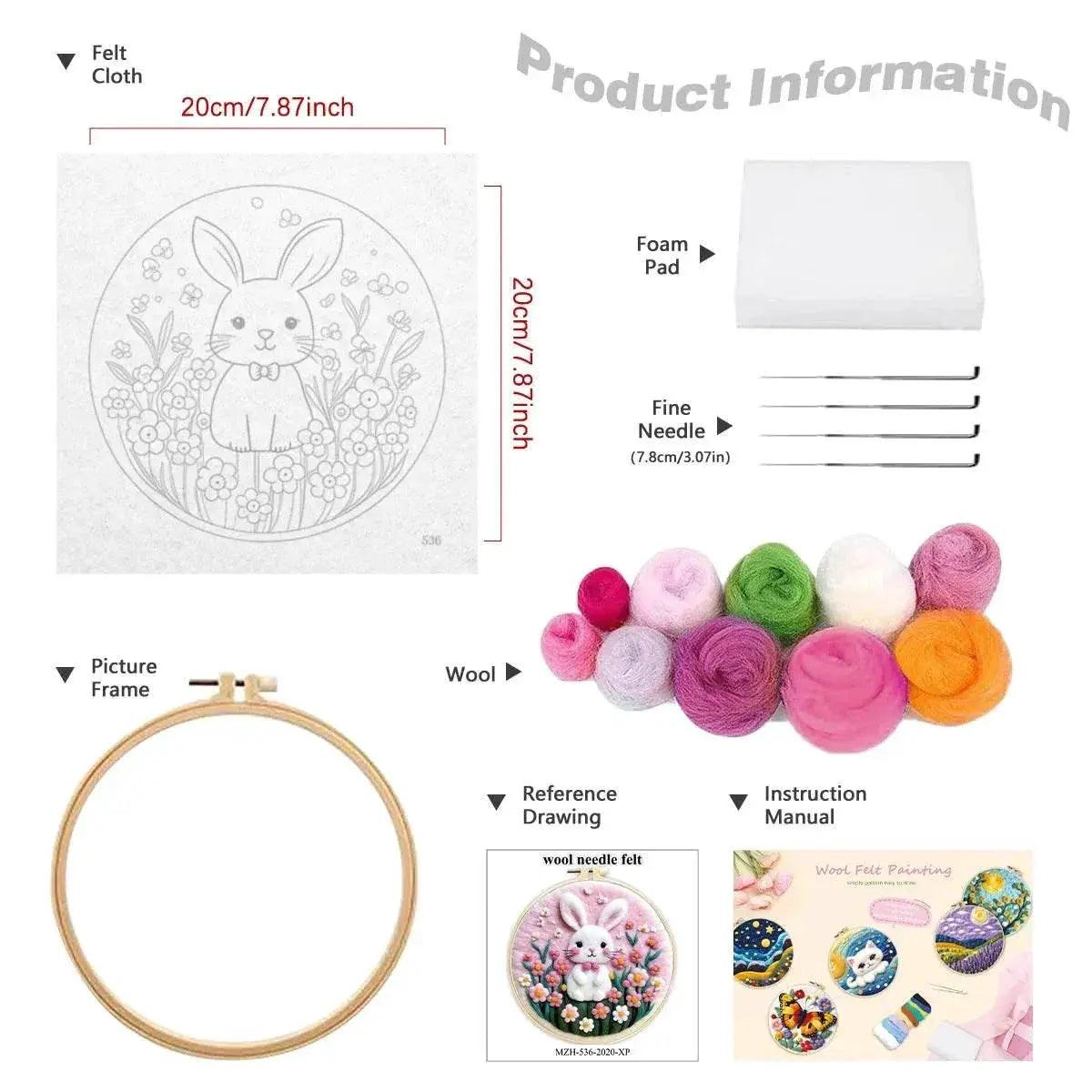  Wool Needle Felting Kit Embroidery Frame Creative Landscape Craft Kit Felt Needle Picture Gift for Mom -  ToylandEU™